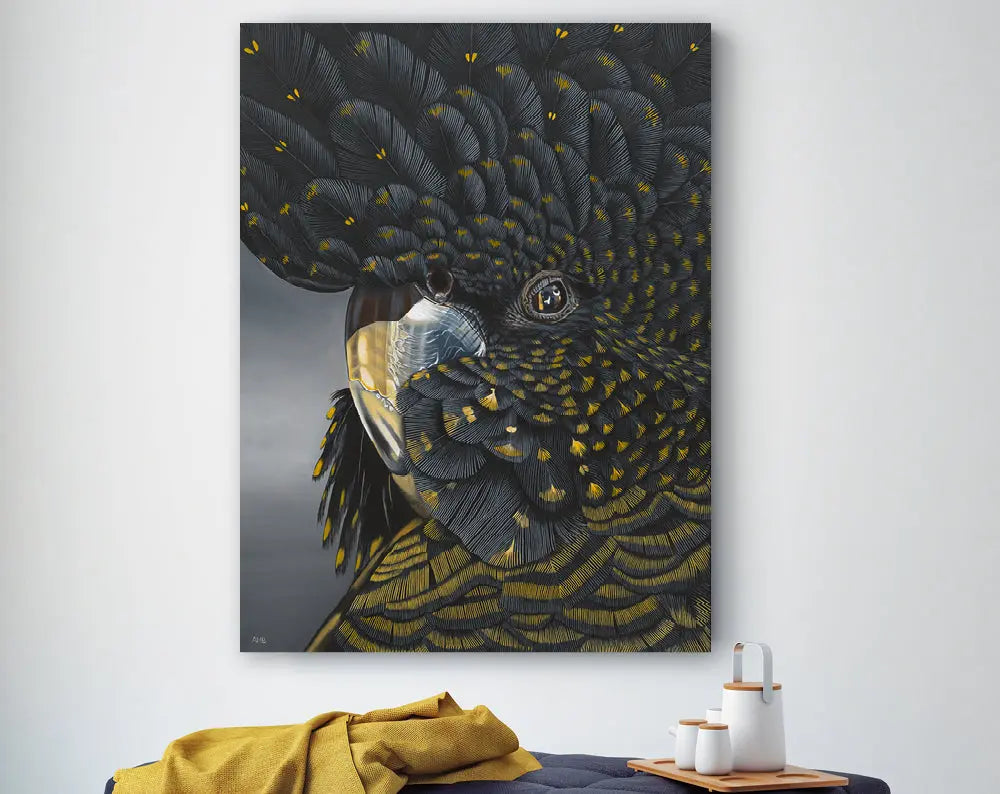 Goldie - Black Cockatoo Print Art by Anne-Marie Bloor