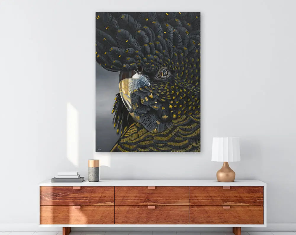 Goldie - Black Cockatoo Print Art by Anne-Marie Bloor
