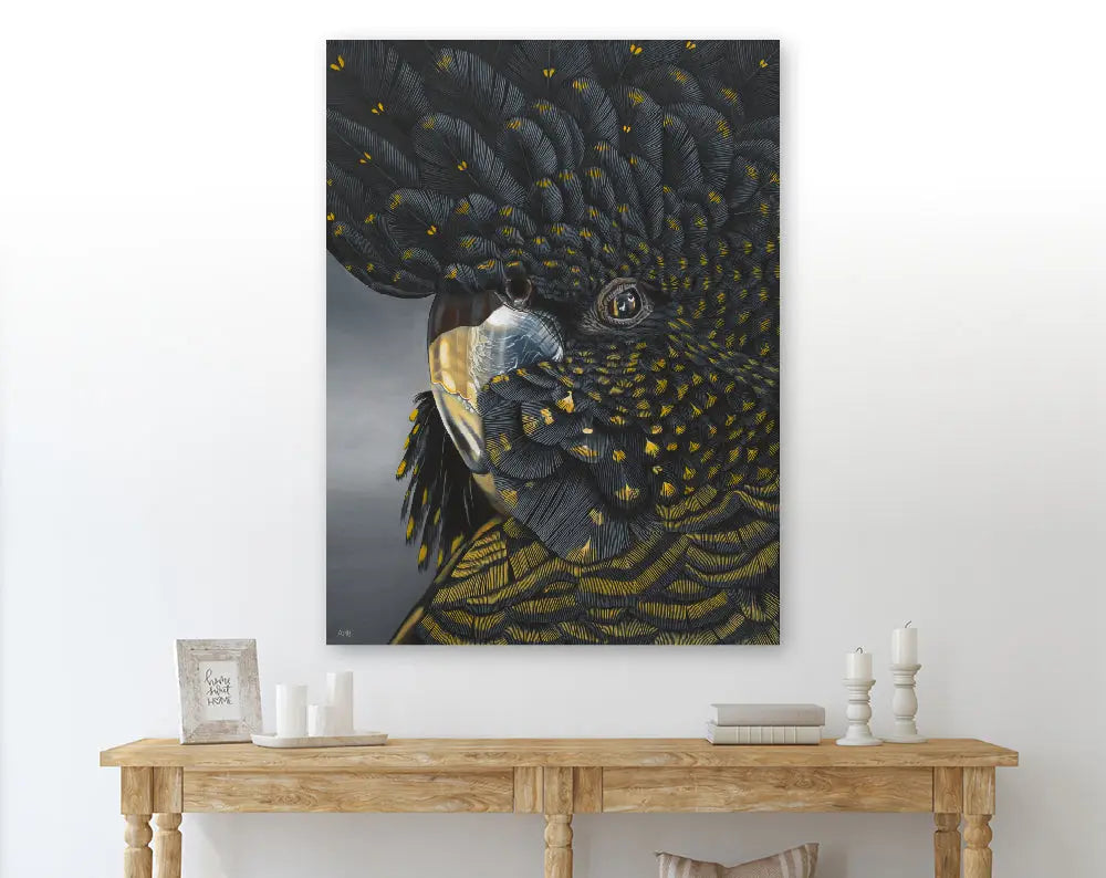 Goldie - Black Cockatoo Print Art by Anne-Marie Bloor