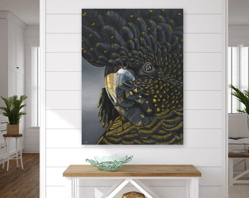 Goldie - Black Cockatoo Print Art by Anne-Marie Bloor