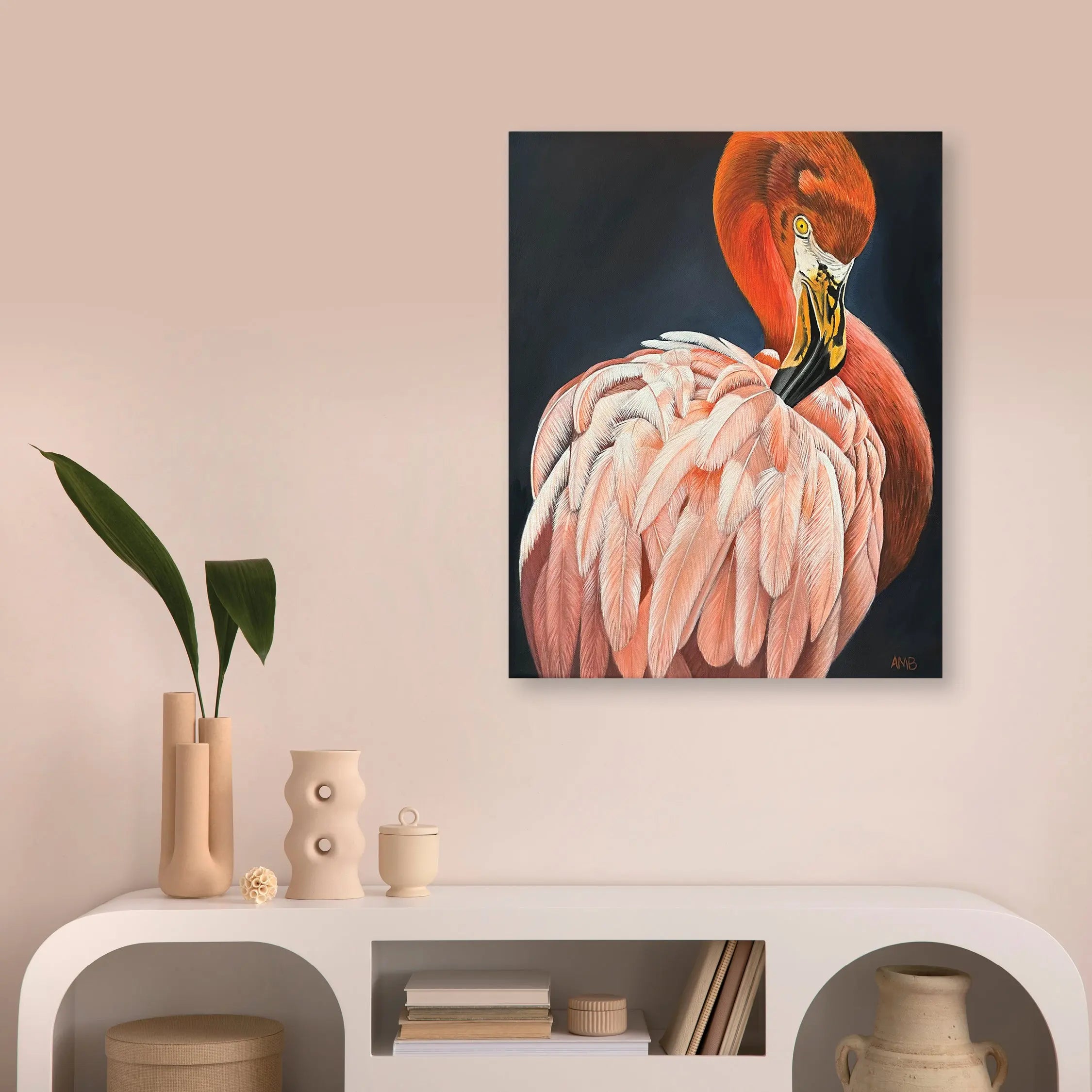 Coralie - Flamingo Art by Anne-Marie Bloor
