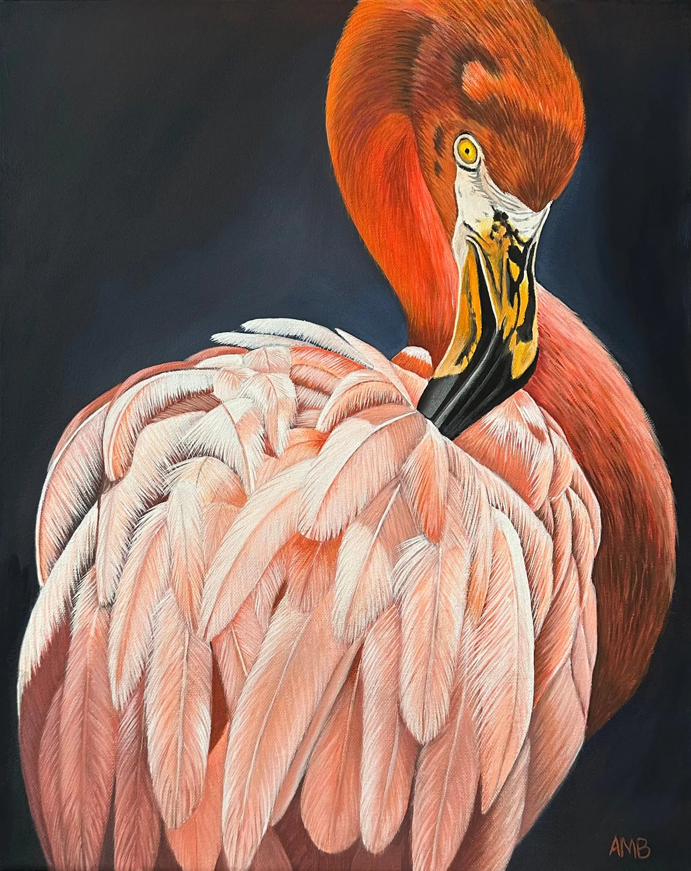 Coralie - Flamingo Art by Anne-Marie Bloor