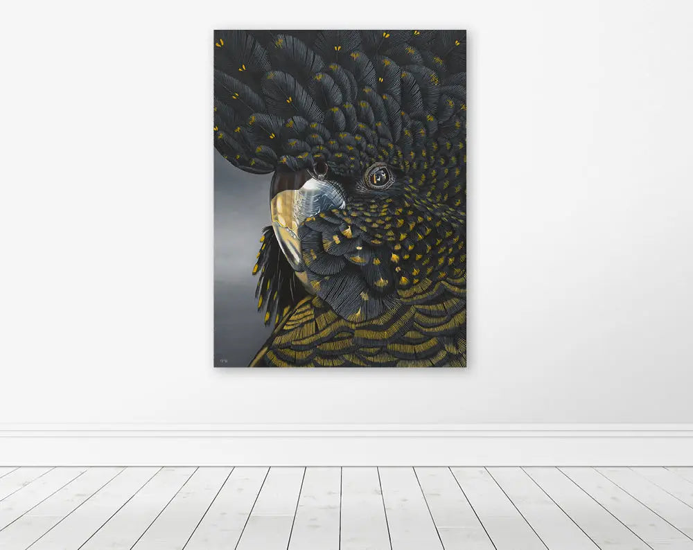Goldie - Black Cockatoo Print Art by Anne-Marie Bloor